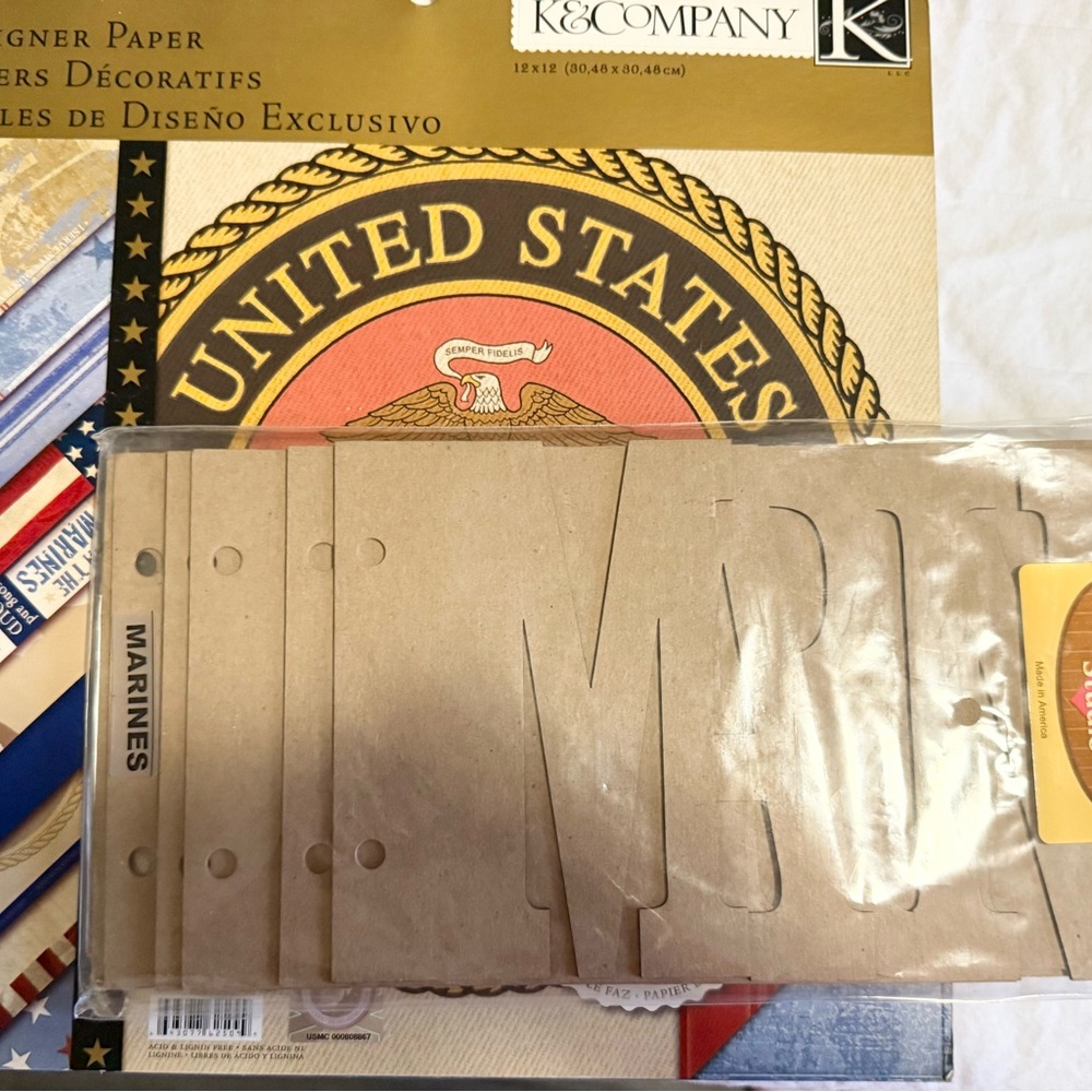 K&Company Marine Corp Scrapbook Paper Pad and Custom Marine Chipboard Album